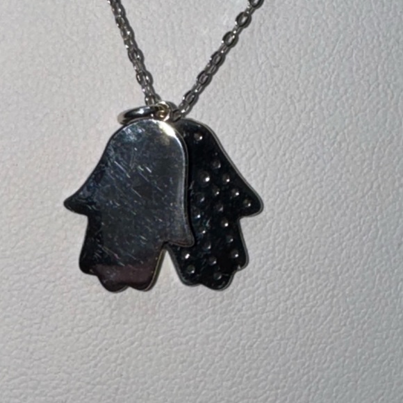 Stella Picciotto Sterling Silver Hamsa Hand Evil Eye Pendant Necklace - Picture 8 of 14